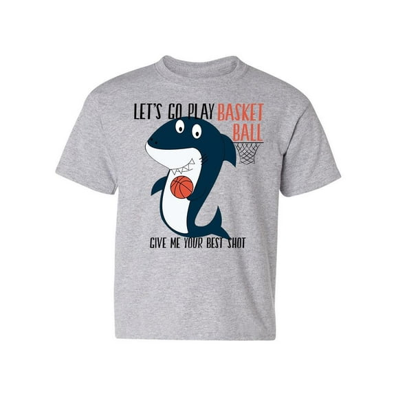 Shark Playing Basketball T-Shirt Juniors -Image by Shutterstock, x-Large