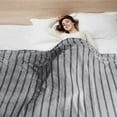 thumbnail image 4 of Napa Plush Cashmere Throw Blanket Light Grey, 90"x90" Queen/Full, Striped Reversible Velvet Luxury Fleece Warm Bed Couch Blanket, Super Soft and Cozy, 4 of 9