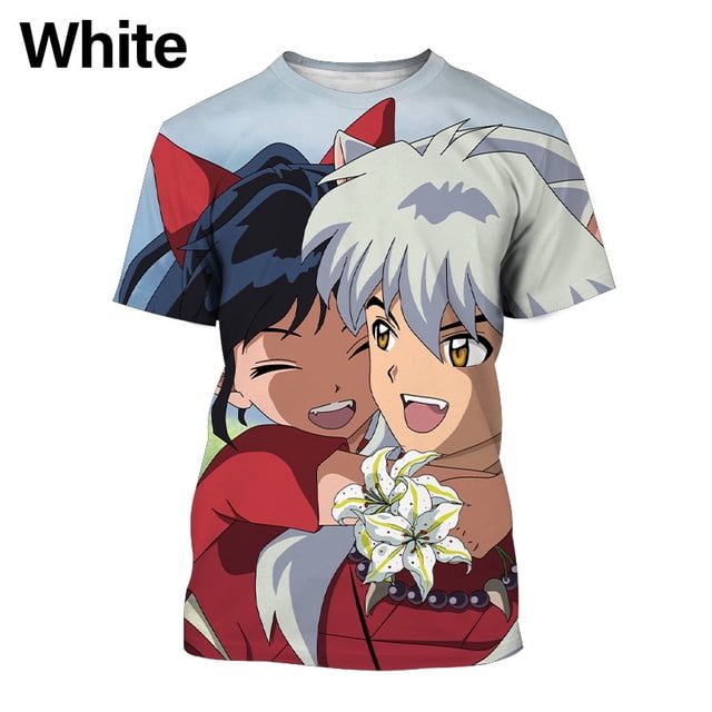 Camiseta De Manga Corta Con Estampado 3d casual inuyasha Para Hombres
