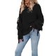 thumbnail image 2 of TRKIYQC Suéter de talla grande para mujer, suéter de punto con flecos de cuello redondo de manga larga de color sólido informal TRKIYQC moda, 2 of 5