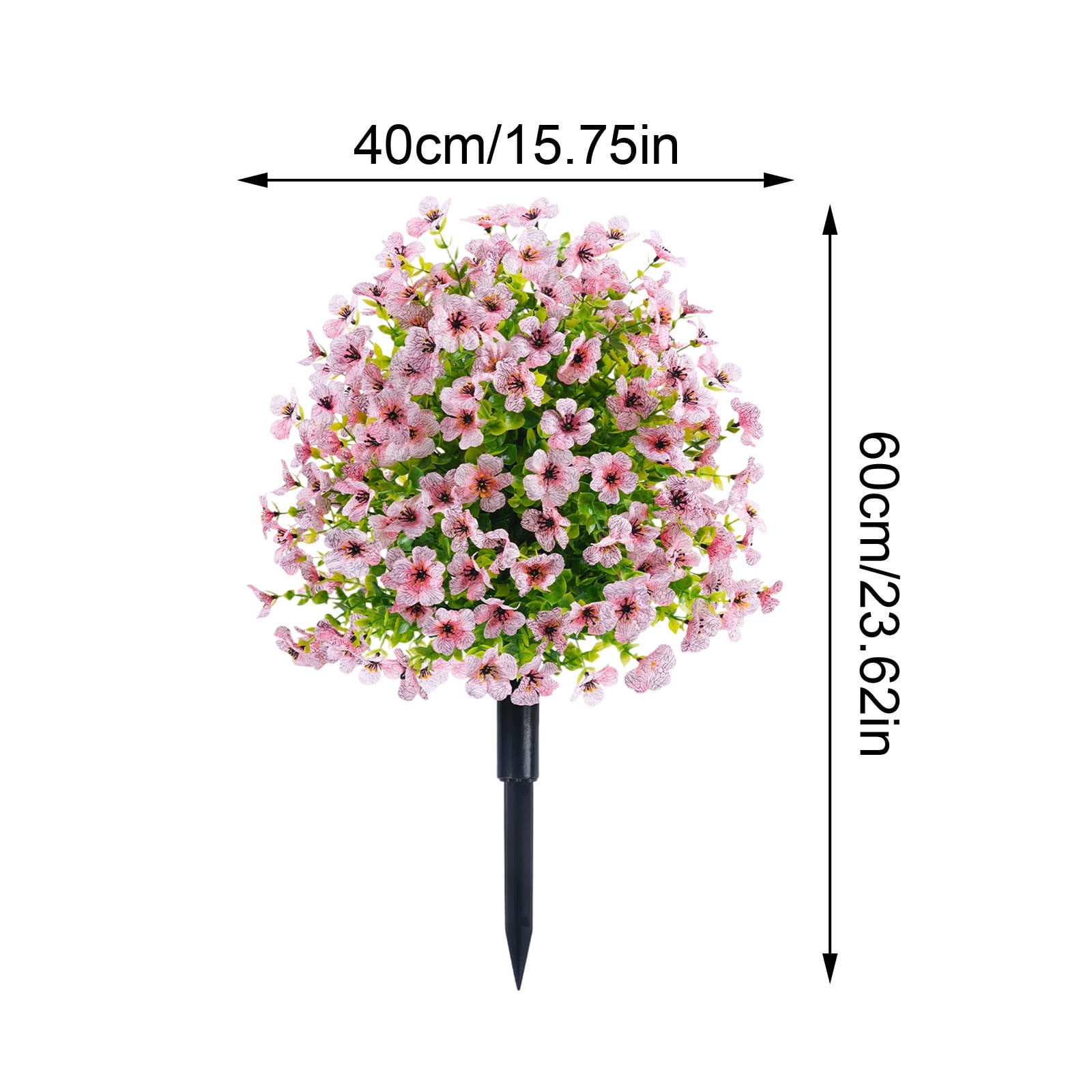 OUGPISTIYK Artificial Violet Ball Topiary Trees with Ground Spikes, 23" Fake Bushes Plants, Fade Resistant Artificial Shrubs Tree for Indoor Outdoor Front Porch Decor (1 Pc, Pink)