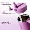 thumbnail image 3 of Carote Insulated Stainless Steel Tumbler with Handle and Lid, Leakproof Double Wall Vacuum Travel Mug, Reusable Cup for Hot & Cold Drinks, Purple, 32oz, 3 of 5
