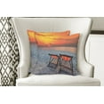 thumbnail image 4 of Ambesonne Nature Throw Pillow Cover 2 Pack, Beach with Colorful Sky, 24", Orange Red Grey, 4 of 6