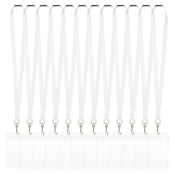 Uxcell 12Pack Colored Lanyards for ID Badges, Breakaway Lanyards for Keys, White
