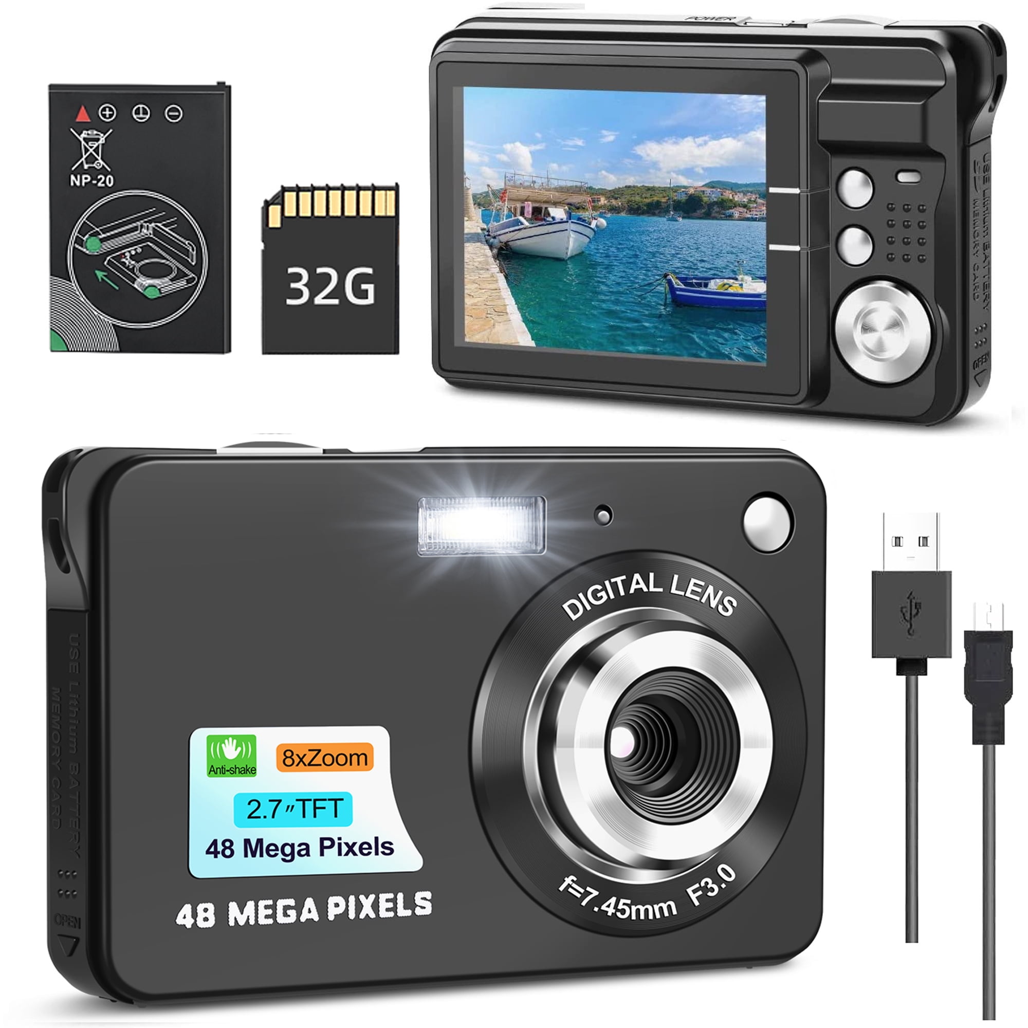 NBD Mini Digital Camera with 48MP 8X Digital Zoom Kids Compact Cameras