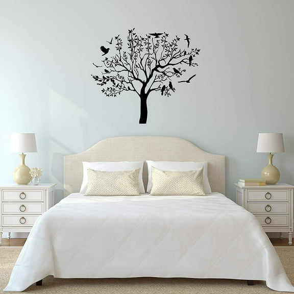 VWAQ Vinyl Wall Decal Tree with Birds Branches Decor Stickers Living Room Leaves Nursery Art - V1