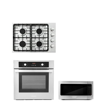 Cosmo 3 Piece Kitchen Package With 30" Gas Cooktop 24.4" Built-in Countertop Microwave 24" Single Electric Wall Oven