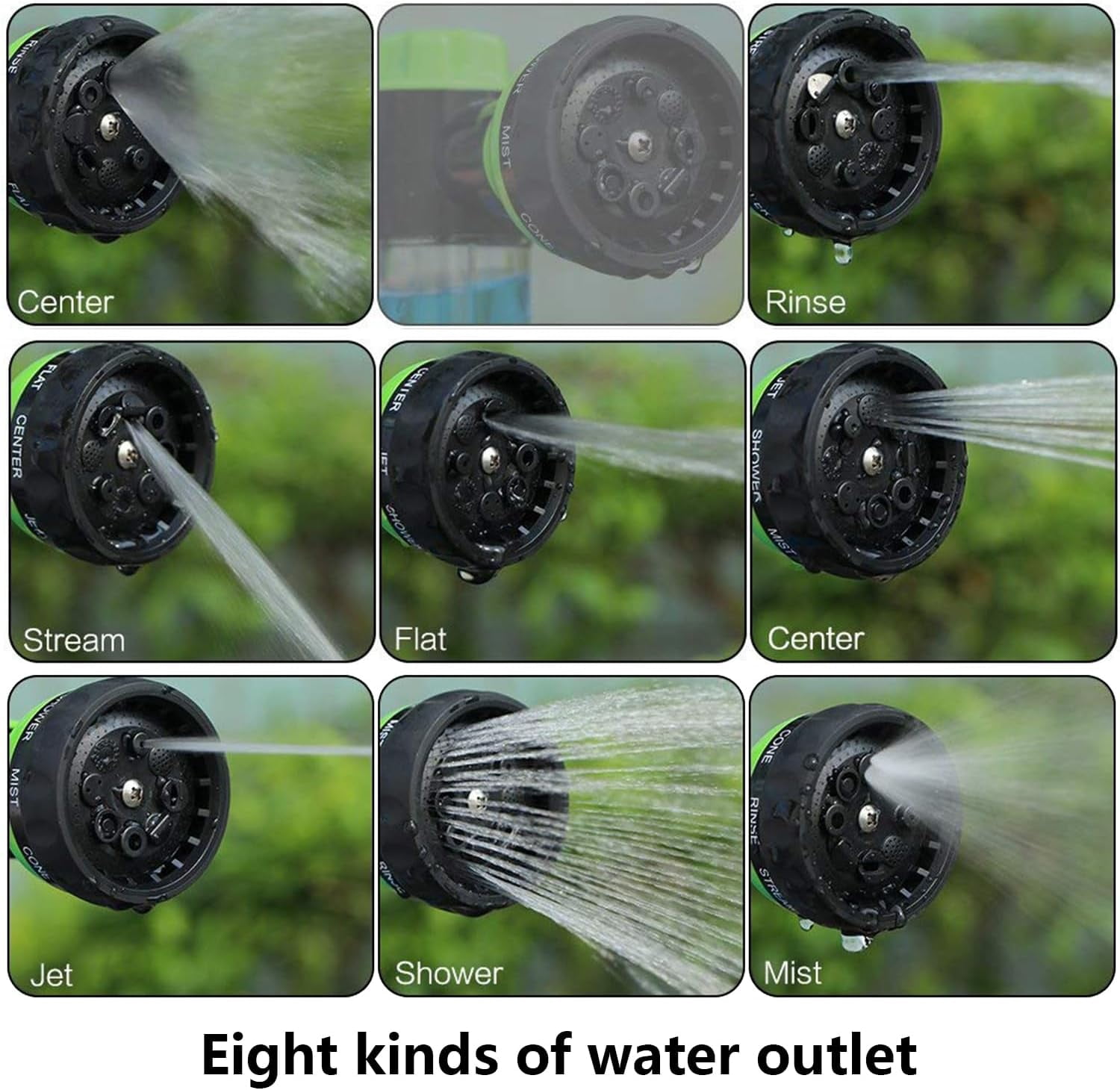 Power Garden Hose Nozzle, Adjustable Hose Sprayer Nozzle,High Pressure 8 Watering Pattern with 3.5Oz Soap Sprayer,Foam Nozzle Sprayer for Car Washing Pet Shower,Hose Attachment,BLACK