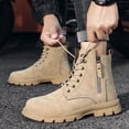 thumbnail image 3 of Botas Martin con cremallera y aumento de altura para hombre, informales, de cabeza redonda, con costuras de otoño e invierno, color negro, 3 of 6