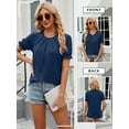thumbnail image 4 of Nlife Women Pleated Short Sleeve Summer Tunic Top Casual Shirt, 4 of 7