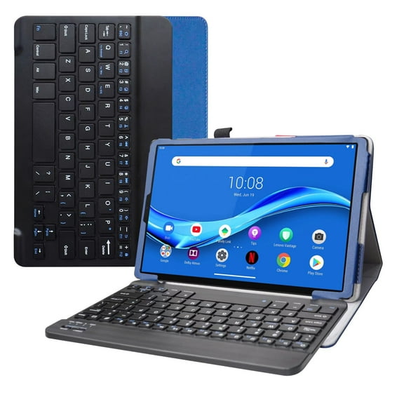 Labanema 10.3" Lenovo Tab M10 Plus /Smart Tab M10 Plus Bluetooth Keyboard Case, PU Leather Folio Stand Protective Case, Cover for 10.3" Lenovo Tab M10 Plus /Smart Tab M10 Plus (Blue)
