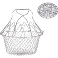 thumbnail image 1 of Cesta para freír, cesta para ensalada, colador de cocina, cesta para freír de acero inoxidable, cesta para chef extensible, cocina multifuncional, cesta para freír telescópica, azul Rojo Verde, 1 of 5