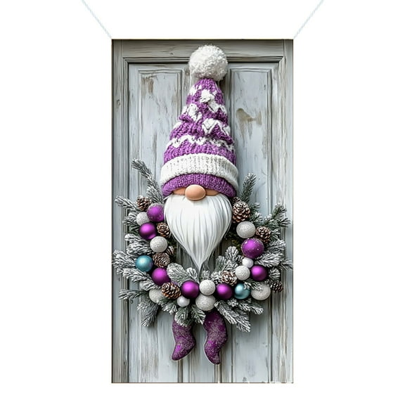 Christmas Gnome Door Cover, 71x35in Holiday Front Porch Door Banners Decoration for Indoor Outdoor Christmas Winter Decor