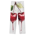 thumbnail image 4 of Juicy Heart-Shaped Cherry Fruit Winter Female Pants Flannel High Waist Women Pants Lady Warm Straight Leg Plush Trousers, 4 of 7