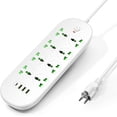 thumbnail image 1 of Regleta De Alimentación con 8 Salidas 3 USB 1 Tipo C, Regleta Multicontacto, Protector de Sobretensión, Puerta de Seguridad para niños, Cable de Extensión de 2M - Blanco, 1 of 7