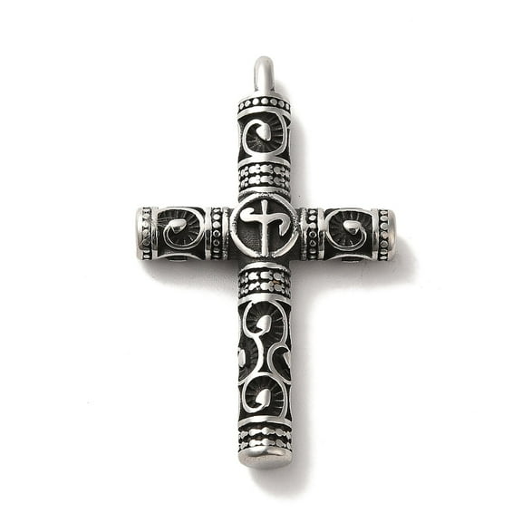 304 Stainless Steel Pendants Charm Silver 42.5x25.5x5mm Hole: 3.5x3mm