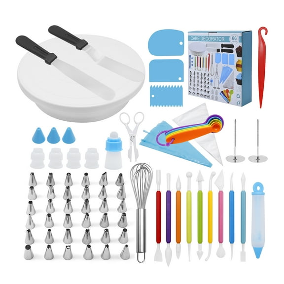 122-Piece Cake Decorating Set, Includes Cake Turntable, 36 Piping Tips, 50 Icing Bags, Straight & Angled Spatula, Icing Comb Scrapers and other Decorating Tools
