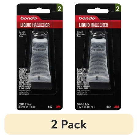 (2 pack) 3M Bondo Body Fillter, Liquid Hardener, B56912, Automotive, Garage, Dock, .37 oz, 1 Tube