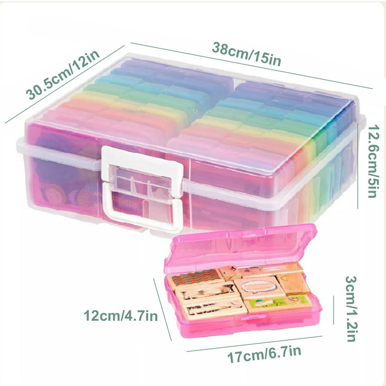 Picture Storage Box Container with Lid Transparent Portable Craft Keeper Organizer Photo Box for Postcard Photos Cards Stamps 410ml, Size: 410 mL