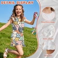 thumbnail image 5 of ZIATUBLES Cartoon Cat Print Girls Summer Playsuit Button Front One-Piece Short Jumpsuit Ruffle Trim Big Kids Casual Romper with Pockets for 13-14 Y, 5 of 6