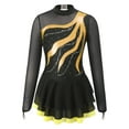 thumbnail image 3 of iiniim Kids Girls Long Sleeve Sequins Printing Ice Roller Figure Skating Dress Ballet Dancewear Size 6-16 Yellow 8, 3 of 7