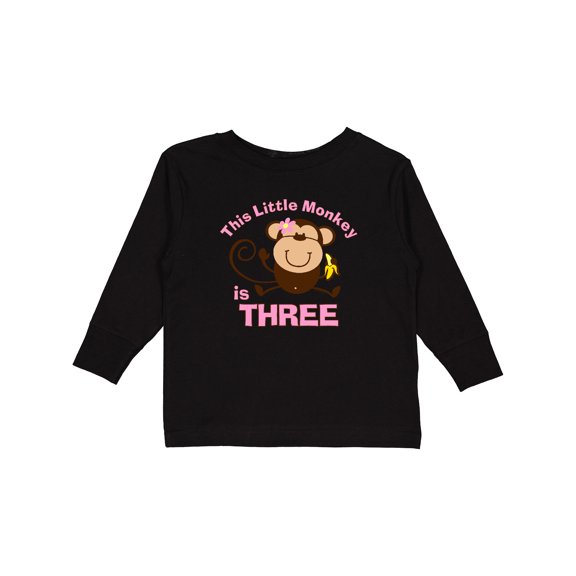 Inktastic Little Monkey Girl 3rd Birthday Girls Long Sleeve Toddler T-Shirt