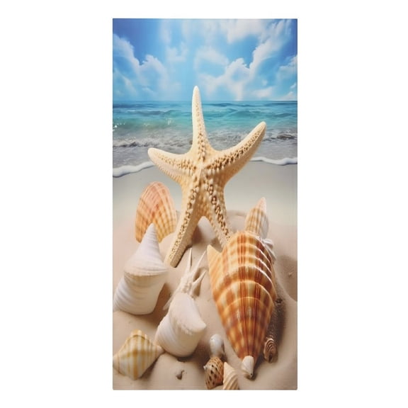 RKSupls Starfish Seashell Beach Shore Microfiber Beach Towel Absorbent Compact Towels for Swimming Pool Beach Travel Things for Vacation Essentials Adult Gift,61.4×30.3Inch