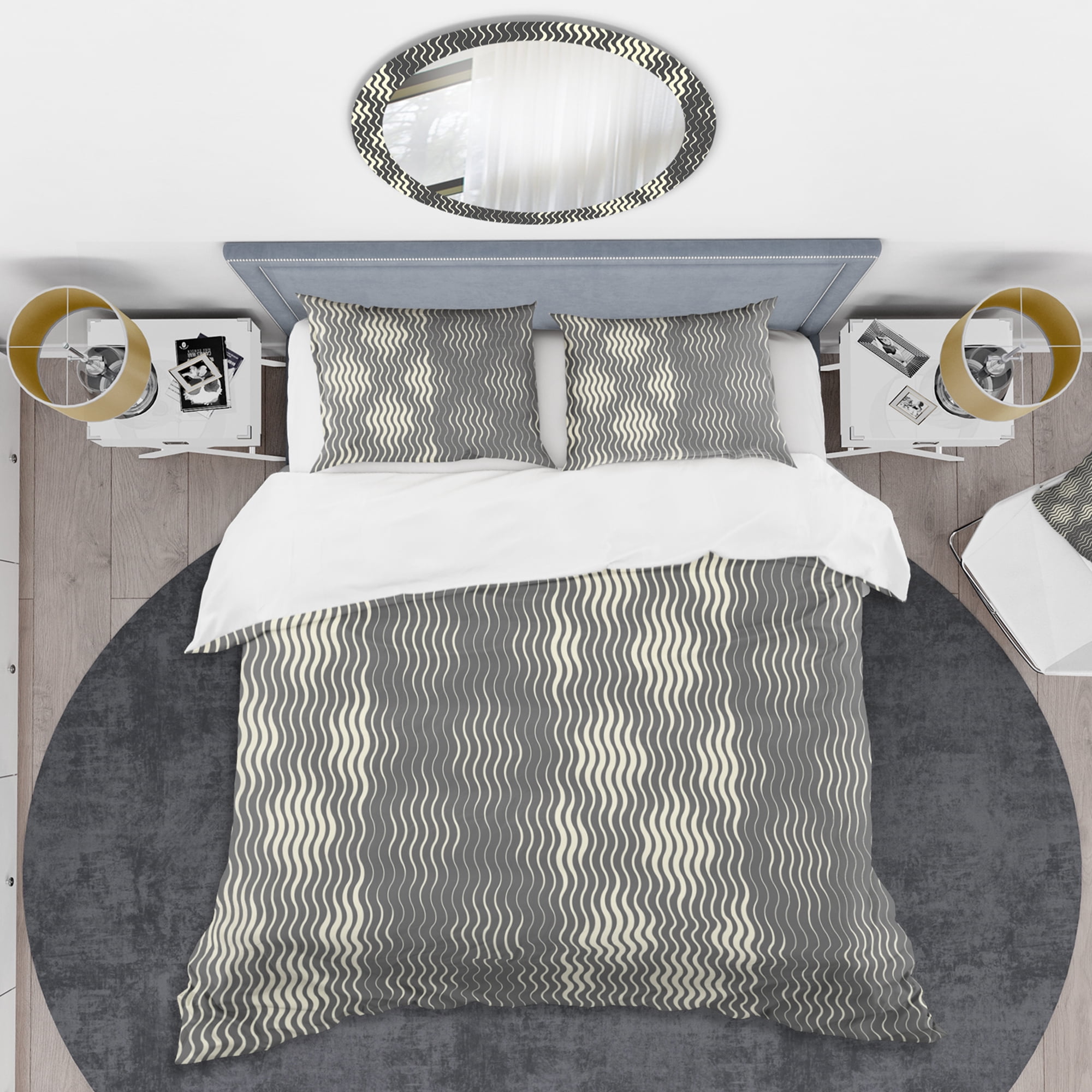 Designart 'Retro Geometrical Abstract Minimal Pattern V' Mid-Century Modern Duvet Cover Set