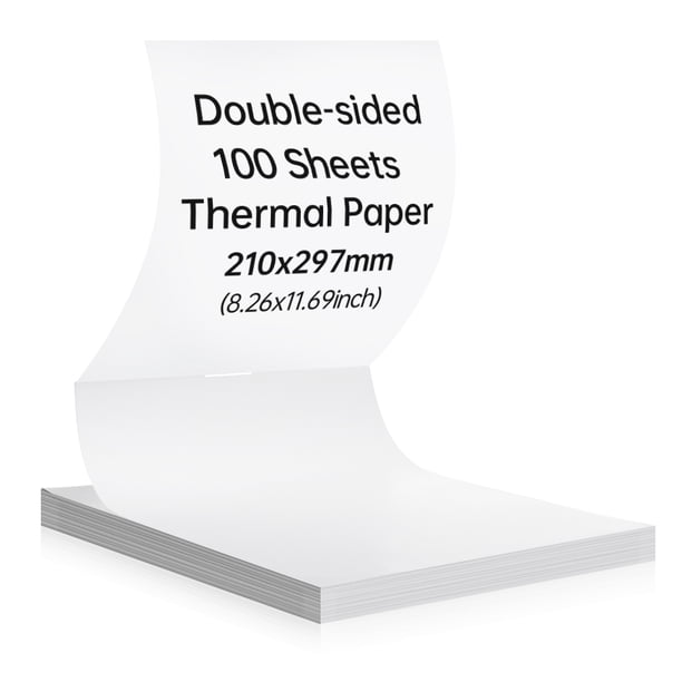 Papel de impresión Papel térmico Peripage A4 Papel de impresión de doble cara Plegado continuo 210x297 mm (8,26x11,69 pulgadas) 100 hojas Sin BPA Adecuado para impresora térmica Peripage A40 P40