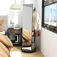 thumbnail image 5 of Costway Coat Rack with Full Length Mirror, 3 Hooks & Storage Shelves, 360° Swivel Wheels Black, 5 of 10