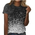 thumbnail image 2 of Womens Grapchic Shirts Short Sleeve Casual Round Neck T-Shirts Loose Pullover Outdoor Tops Blouses (M, Black-D), 2 of 4
