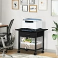 thumbnail image 3 of Under Desk Rolling Printer Stand with Drawer, 2-Tier Industrial Mobile Printer Table Desk with Storage Shelf and Steel Frame, Printer Cart Holder with Lockable Wheels for Home, Office (Black), 3 of 14