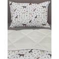 thumbnail image 3 of Dog Lover Comforter & Sham Bedding Set, Paw Print Bones and Dog Silhouettes American Foxhound Breed Playful Pattern, 3 pcs Duvet Set Microfiber Filling Quilt, 5 Sizes, Umber Beige Grey, by Ambesonne, 3 of 4