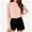 Pink, variant on Women Long Sleeve Crop Tops Loose Crew Neck Drop Shoulder Casual Basic Tees