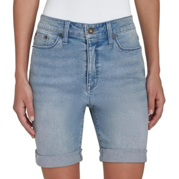 1846183 DKNY Jeans Women's Denim Bermuda Short (US, Numeric, 10, Regular, Regular, Light Blue Denim)