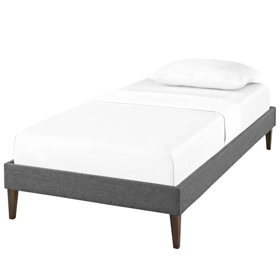 Modern Contemporary Urban Design Bedroom Twin Size Platform Bed Frame, Fabric, Grey Gray