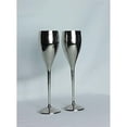 thumbnail image 2 of Jiallo 2.25"Dia Metal Pair of Hammered Flute Goblets in Silver, 2 of 2