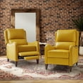 thumbnail image 3 of Leather Recliner Chair Set of 2 with Adjustable Backrest & Footrest for Bedroom, Yellow, 3 of 10