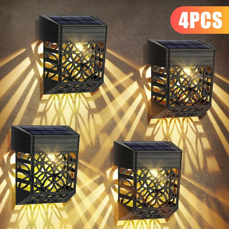 Solar deck lights led outdoor garden 2024 decorative wall mount fence post lighting