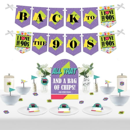 Big Dot of Happiness 90's Throwback - DIY 1990s Party Signs - Snack Bar Decorations Kit - 50 Pieces