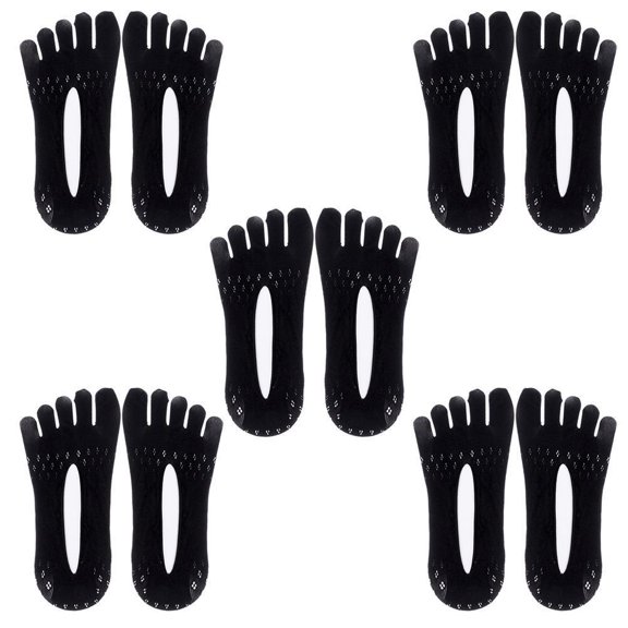 HELEVIA 5 Pairs Orthopedic Compressing Socks for Women Toe Socks Breathable Five Finger Split Toe Socks Invisible Boat Socks