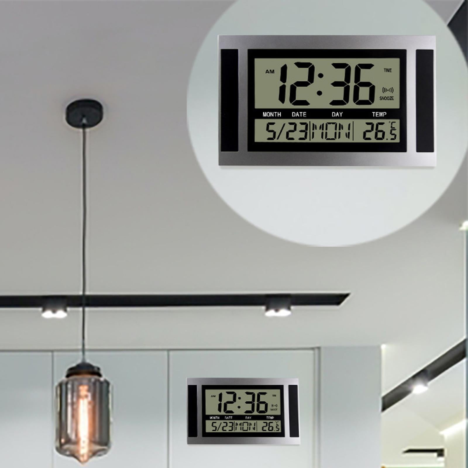Electronic Wall Clocks Indoor Temperature with Snooze 12/24H Calendar Timmer Digital for Office Study Room Hall Hotel Shop , color olor Black