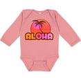 thumbnail image 3 of Inktastic Pink Aloha Palm Girls Long Sleeve Baby Bodysuit, 3 of 5