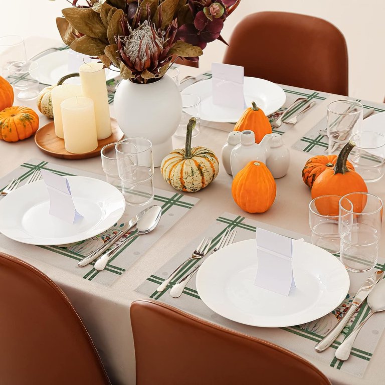 Thanksgiving Placemats Set of 4, Fall Orange Black Norina Fall