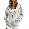 thumbnail image 3 of CONZONE Womens Oversized Polka Dot Hoodies Long Sleeve Zip Up Hooded Sweatshirts for Women Drawstring Fall Winter Pullover Tops with Pocket, 3 of 5