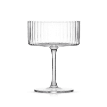 JoyJolt Elle Ribbed Coupe Martini Glasses, Set of 4 - Clear NEW