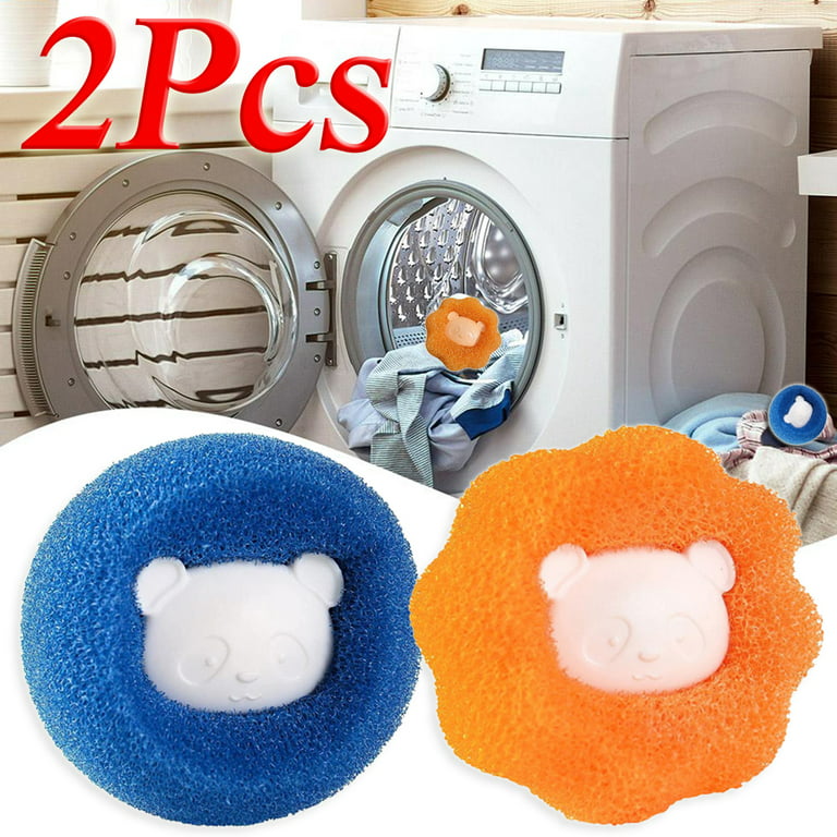 Reusable Dryer Balls, Pet Hair Remover for Laundry, Reusable Lint Remover  Sponge, Hair Catcher for Washing Machine, Wash Dryer Balls(2Pcs,Blue 