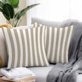 thumbnail image 2 of Throw Pillow Covers 20x20 Inch Set of 2, Beige Striped Waterproof Outdoor Pillow Covers, Modern Farmhouse Beige White Stripes Decorative Cushion Pillowcases for Couch, Sofa, Bed, Garden, Patio, 2 of 9