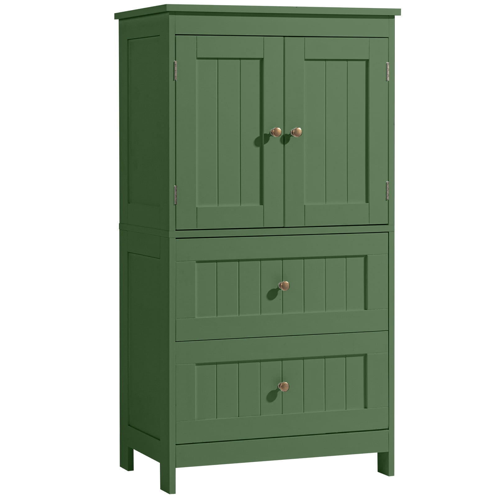 2-Drawer 2-Cabinet-Door Vertical-Grain MDF Painted Bathroom Cabinet 23.62x11.81x43.31in Green