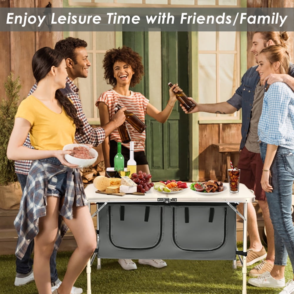 Aimee Lii Height Adjustable Folding Camping Table, Portable Tables Folding, Gray
